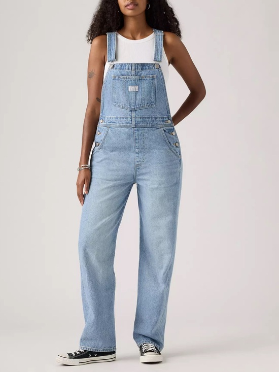 Levi's Denim - Levis Vintage Straight Denim Overalls Light Wash What A Delight Jean Classic 90s